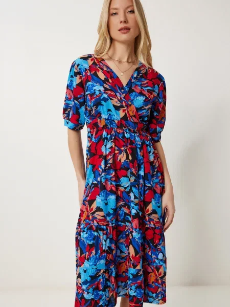 Happiness İstanbul Rochie albastru noapte / azur / portocaliu roșu