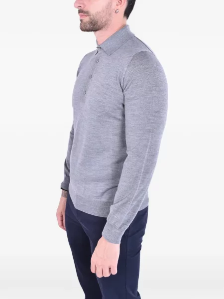 Lung tricou polo Kangra gri
