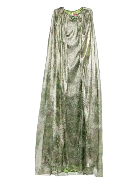 Rochie Miau By Clara Rotescu cu model floral cu imagine de costum verde