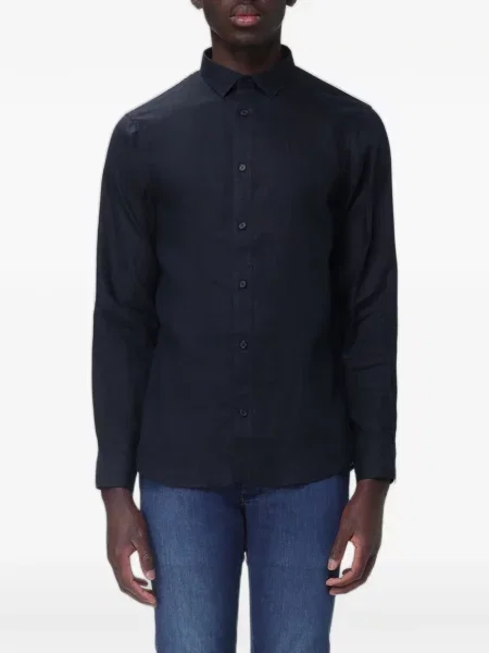 Cămașă Emporio Armani de in albastru