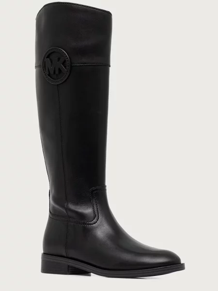 MICHAEL Michael Kors cizme cu plat pentru femei din piele Kimmee Flat Boot negru