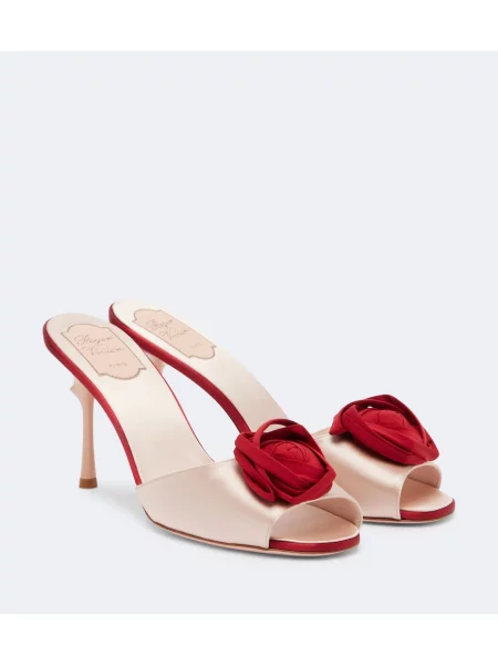 Papuci tip mules Roger Vivier din satin roz