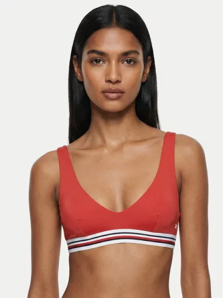 Tommy Hilfiger Горнище на бански Scoop червен