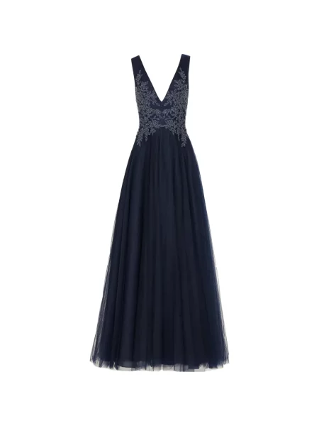 Rochie maxi Costarellos cu model floral cu decolteu în V cu aplicații albastru