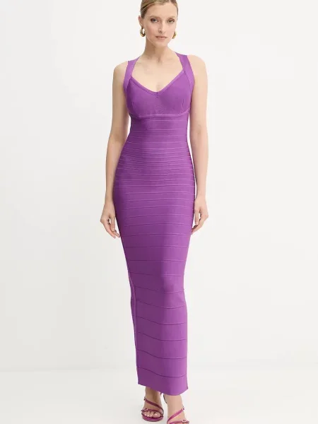Herve Leger rochie Sutton maxi mulata violet