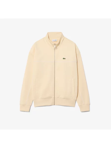 Lacoste Bluza Rozpinana Z Ozdobnymi Lamówkami beżowy