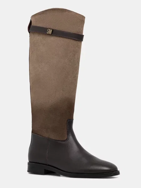 Кожени ботуши Steve Madden Novi с равна подметка кафяво