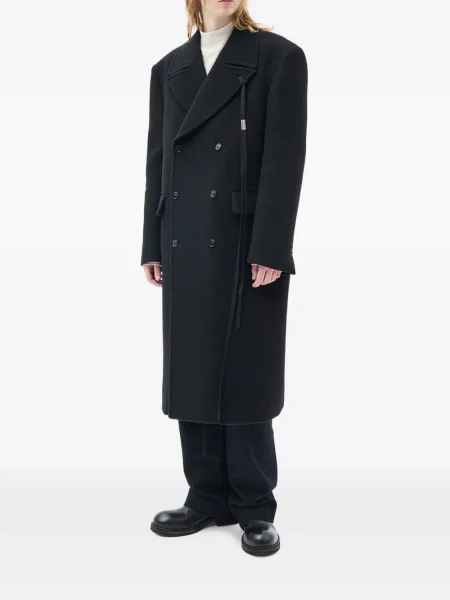 Palton Ann Demeulemeester cu două rânduri de nasturi negru