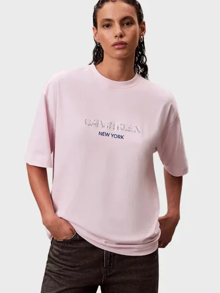Футболка Calvin Klein Jeans з паєтками рожева