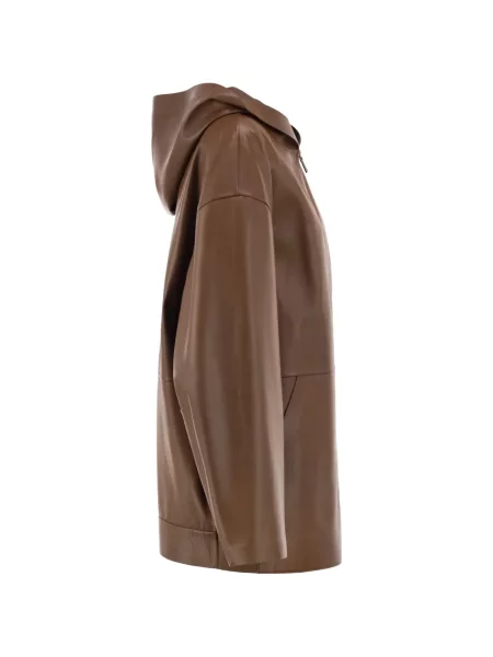 Geanta de piele Max Mara cu glugă maro