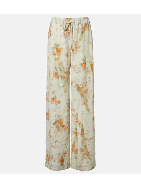 Pantaloni Mcqueen cu model floral bej
