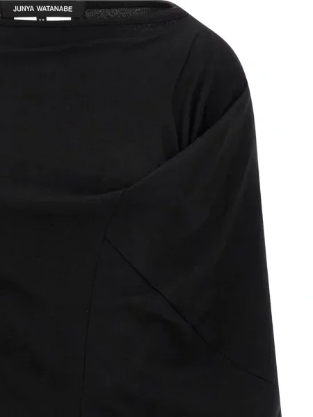Top Junya Watanabe asimetric drapat negru
