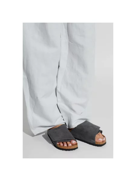 Klapki Birkenstock skórzane szare