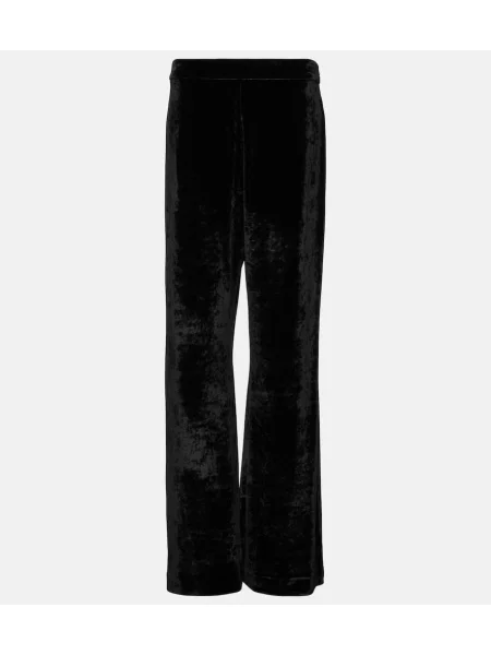 Pantaloni Jil Sander cu talie înaltă de catifea negru