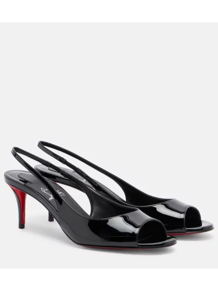 Sandale Christian Louboutin din piele de lac slingback negru