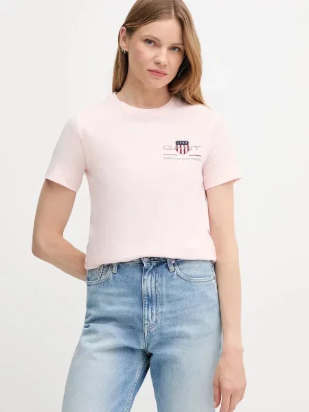 Тениска Gant дамска тъмносиньо розово