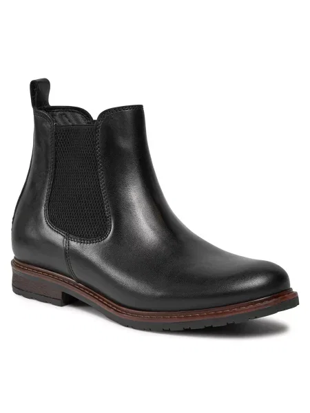 Chelsea cipele Tamaris Black Leather crna