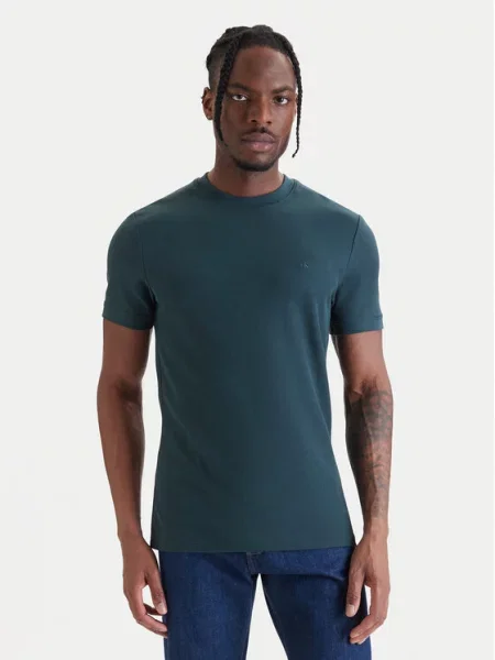Calvin Klein Jeans Póló Micro Waffle zöld