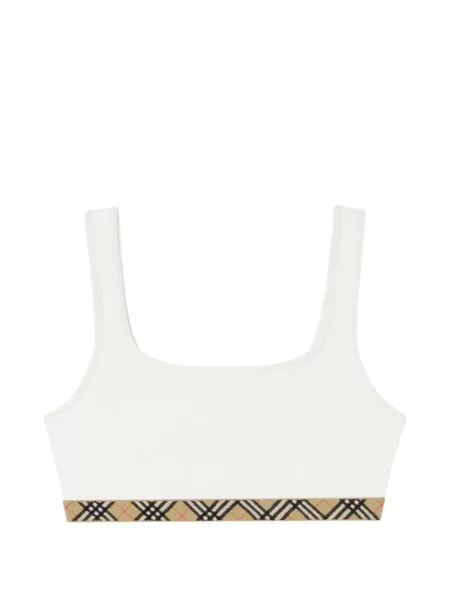 Top Burberry în carouri alb