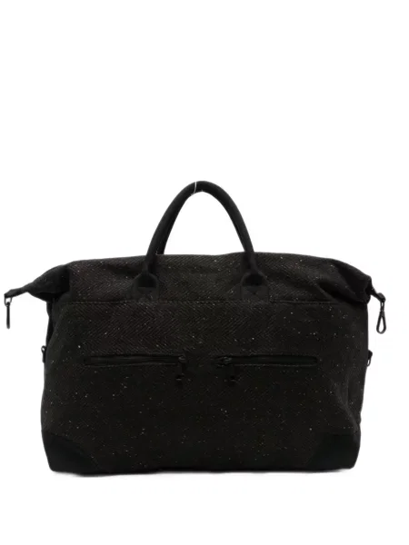 Geantă Les Deux de lână cu model herringbone maro
