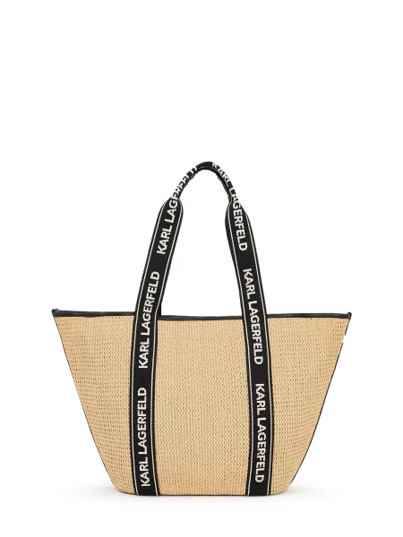 Karl Lagerfeld Torba za na plažo Essential pesek / črna / bela bež