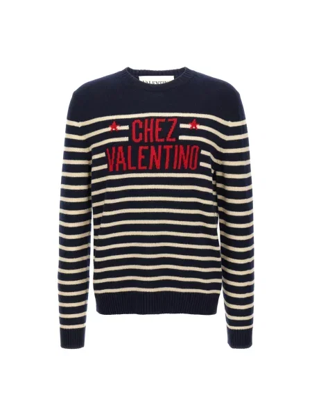 Lniany sweter Valentino Garavani niebieski