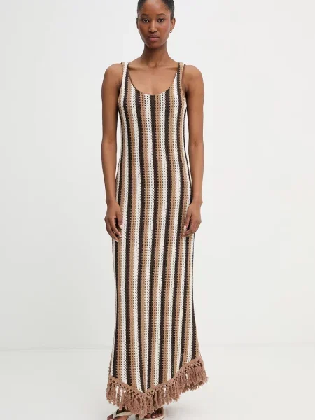 Haveone rochie tricotată ajurată maro