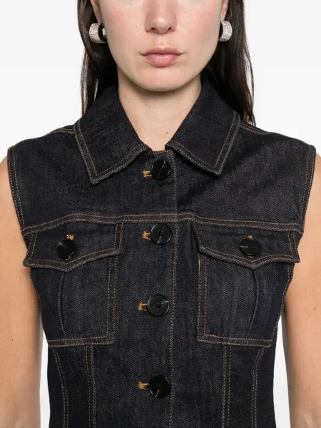 Rochie din denim Self-portrait de costum albastru