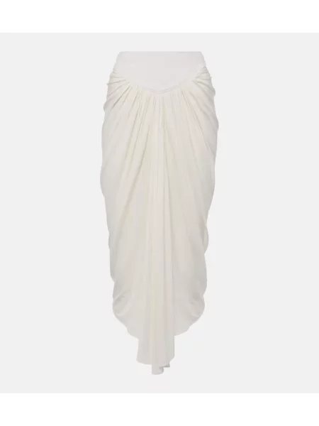 Asimetrično midi krilo Alaia z draperijo bela