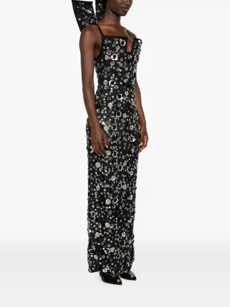 Rochie Mitiliane Couture cu paiete cu model floral negru