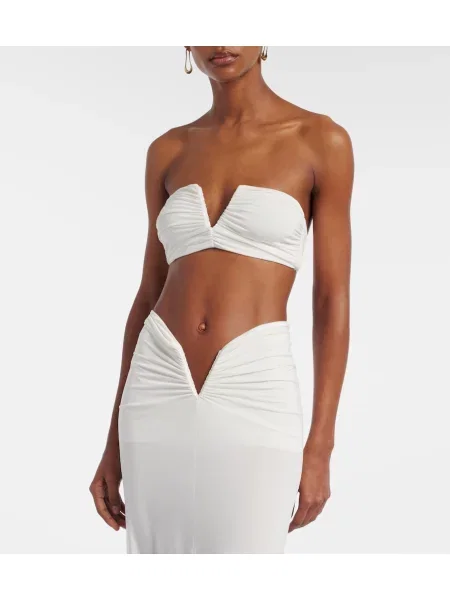 Top Jade Swim cu volane alb