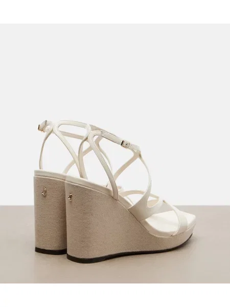 Kožené sandále Jimmy Choo na kline biela
