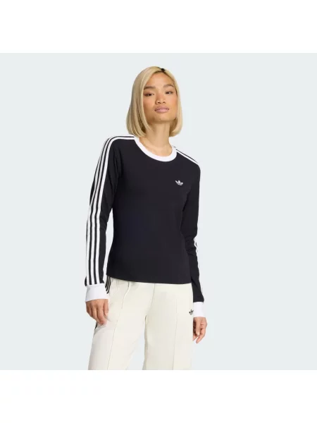 Pruhovaná dlouho halenka Adidas s dlouhými rukávy bílá