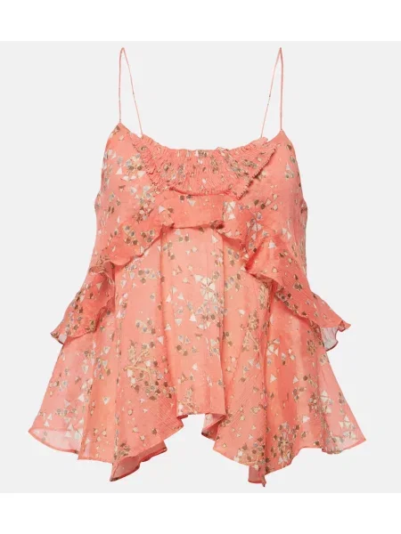 Top Isabel Marant de mătase cu model floral roz