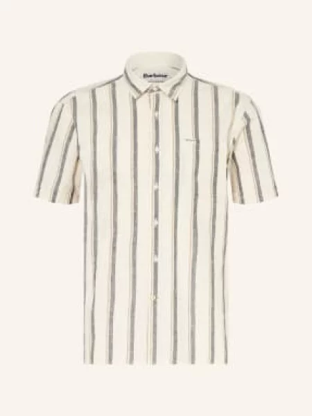 Barbour Koszula Z Krótkim Rękawem Barkend Relaxed Fit Z Lnem weiss beżowa