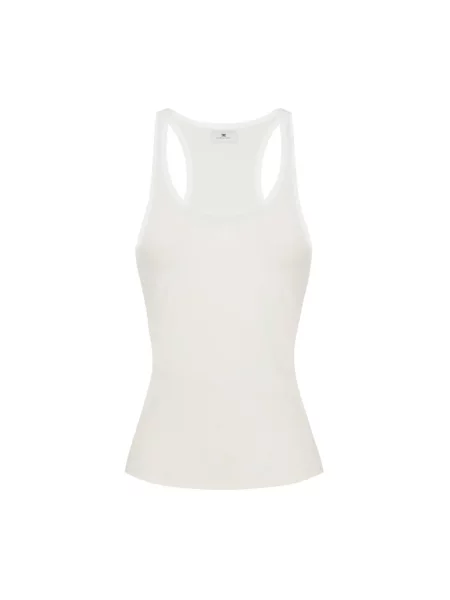 Dzianinowy top Elisabetta Franchi z logo beżowy