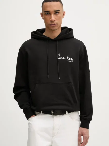 Calvin Klein Jeans hanorac cu glugă pentru bărbați din negru