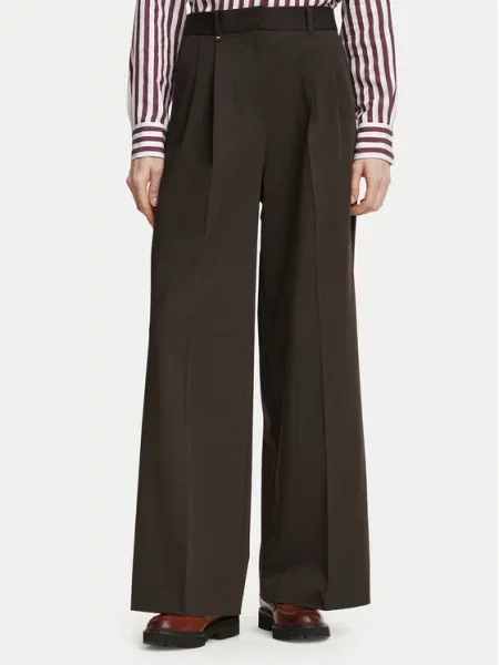 Tommy Hilfiger Παντελόνι υφασμάτινο Blend Wide Leg καφέ