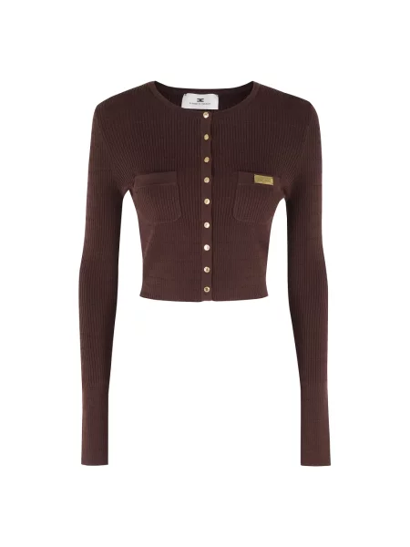 Dzianinowy kardigan Elisabetta Franchi brązowy
