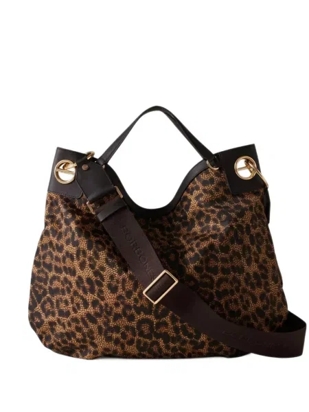 Geantă Borbonese cu imagine cu model leopard maro