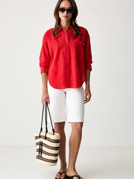 Tommy Hilfiger plážová košeľa dámska červená