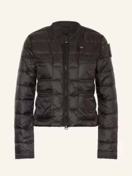 Blauer Lekka Kurtka Puchowa Z Falbanami schwarz czarna