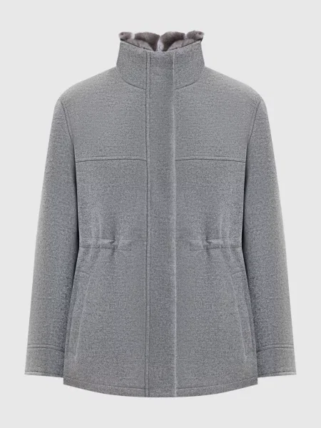 Парка з кашеміру з хутром шиншили Fabio Gavazzi сіра