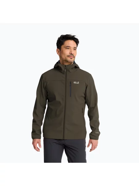 Geacă rezistentă la vânt pentru bărbați Jack Wolfskin Wild Winds Hooded obsidian moss