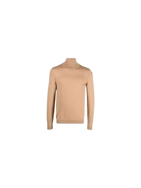 Sweter z golfem Hugo Boss wełniany beżowy