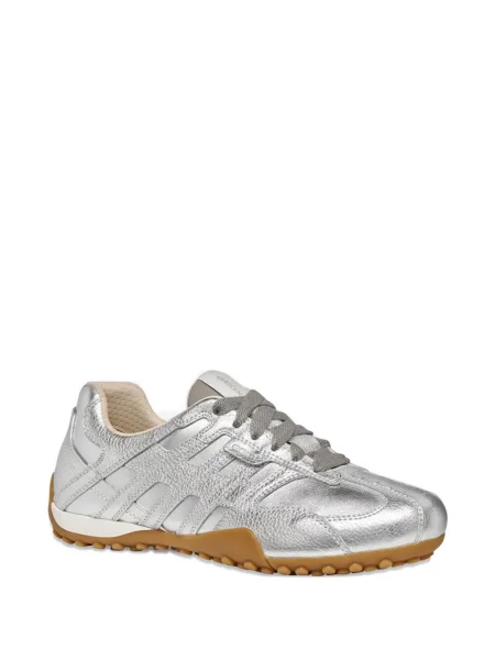Sneakerși Geox cu model piele de șarpe argintiu