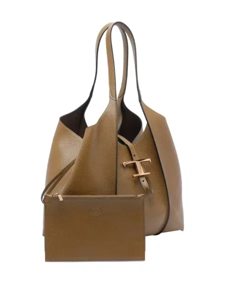 Δερμάτινη δερμάτινη τσάντα Tod's καφέ