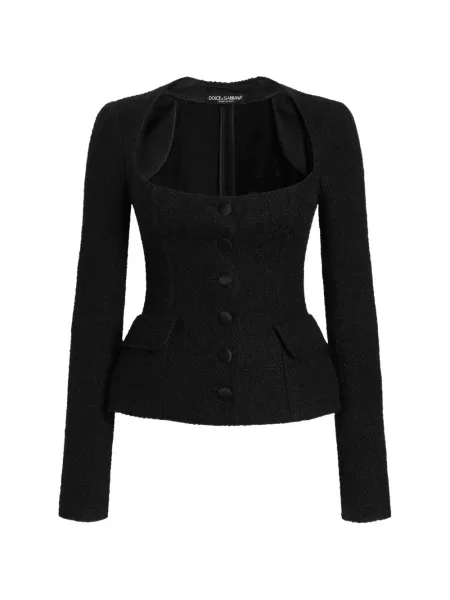 Geacă Dolce & Gabbana din tweed negru