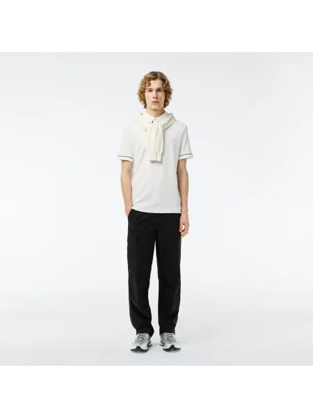 Lacoste Koszulka Polo Smart Paris Stretch Cotton Z Kontrastowym Wykończeniem biała