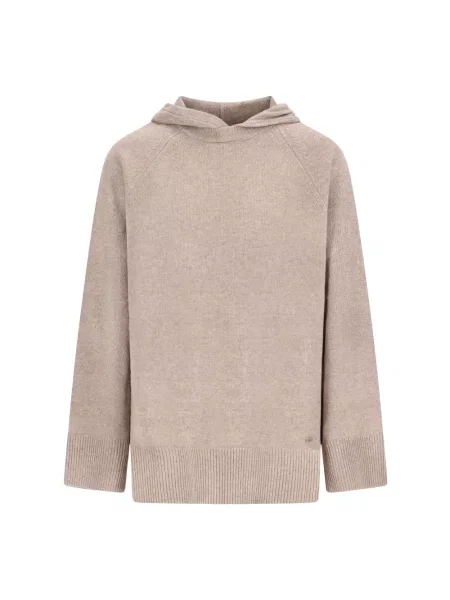 Bluza z kapturem Max Mara z kaszmiru z kapturem beżowa
